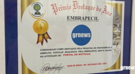 Embrapecil premia empresas que se destacaram em Pará de Minas e Portal GRNEWS é o mais lembrado pela população