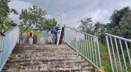 Obra avança e Elias Diniz projeta inauguração de guarda-corpo, corrimão e totens na escadaria do Cristo Redentor