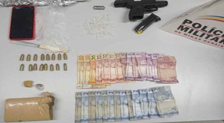 Suspeito de tráfico é preso em Pará de Minas com pistola, munições, maconha, crack e dinheiro