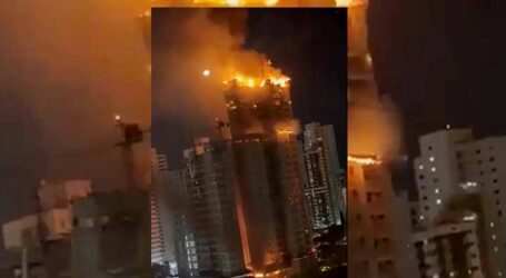 Incêndio atinge prédio em construção no bairro da Torre, em Recife