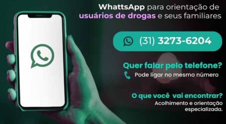 Usuários de drogas e familiares podem pedir ajuda especializada em MG pelo WhatsApp