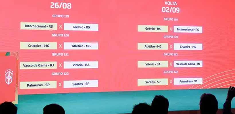 Sorteio define três clássicos estaduais nas quartas de final da Copa do Brasil
